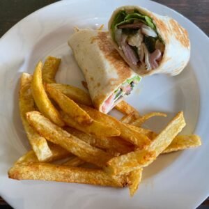 Bacon, blue cheese and fig wrap